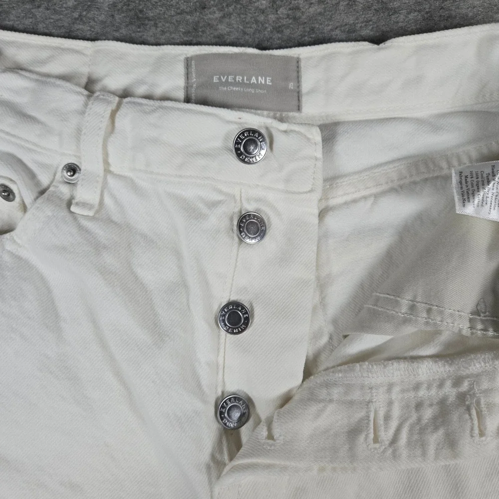 Everlane Womens White The Cheeky Long Short Denim Cutoff Shorts 25